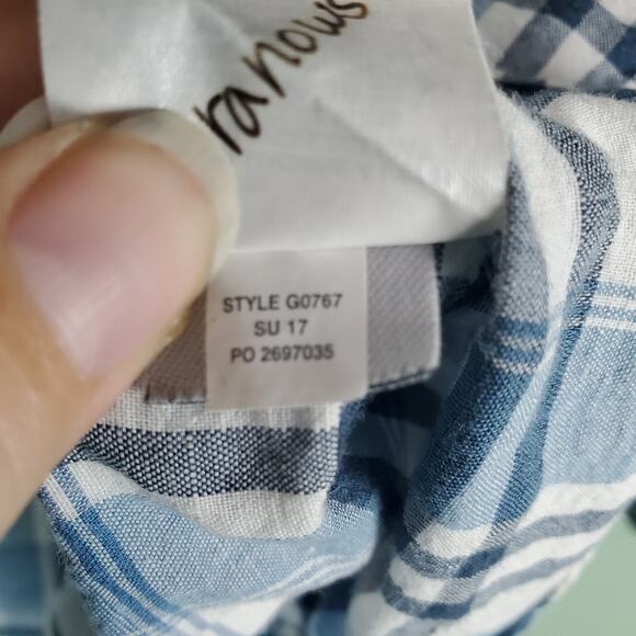 J. Crew Slim End-On-End Linen Blend Plaid Long Sleeve Button Down Shirt Sz Large - Picture 9 of 9